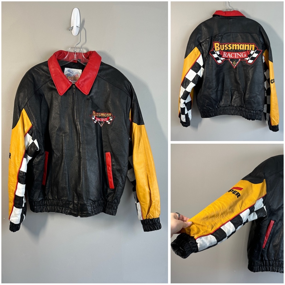 Vintage Bussman Racing Leather Jacket Size‎ L